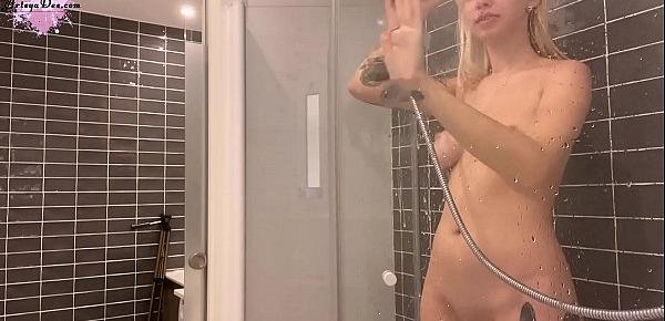  Teen Washes and Shaves Pussy in the Bathroom - Solo